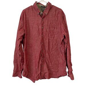 Eddie Bauer Mens Red Button-Up Long Sleeve Shirt Classic Fit XL Tall 100% Cotton